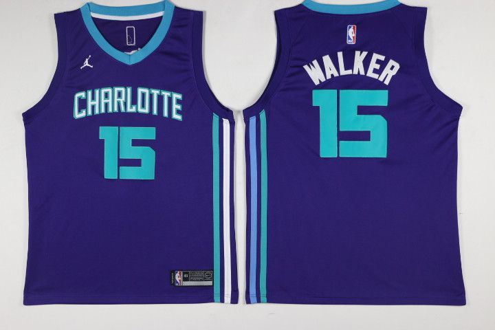 Men Charlotte Hornets #15 Kemba Walker Purple Swingman Edition NBA Jersey